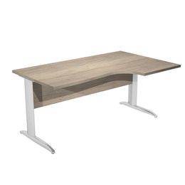 Bureau compact Trend - L160 cm - retour à droite - Pieds métals effet chromé - plateau imitation chêne canadien - (pieds de renfort obligatoire à rajouter - non inclus)