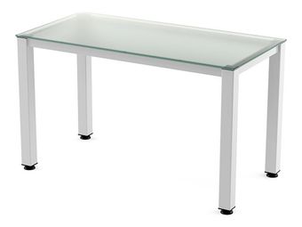 Rocada Executive - Mesa - rectangular - transparente - blanco, RAL 9003 base