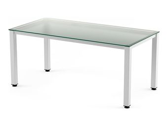 Rocada Executive - Mesa - rectangular - transparente - blanco, RAL 9003 base