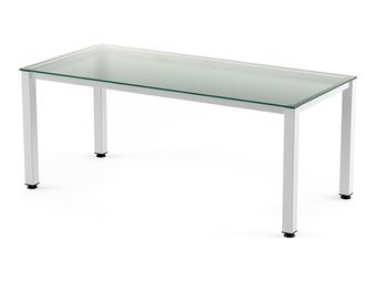 Rocada Executive - Mesa - rectangular - transparente - blanco, RAL 9003 base