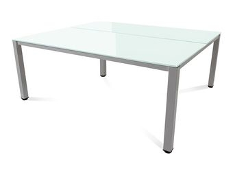 Rocada Executive - Mesa - rectangular - blanco - gris, RAL 9006 base