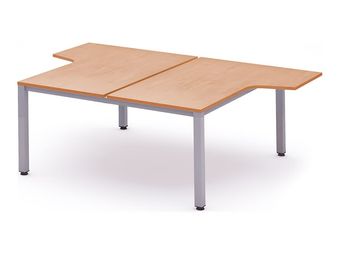 Rocada Executive - Mesa - con forma de L - verde haya - gris, RAL 9006 base