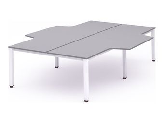 Rocada Executive - Mesa - con forma de L - gris - blanco, RAL 9003 base