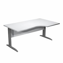 Bureau compact Trend - L160 cm - retour à droite - Pieds métals anthracite - plateau gris - (pieds de renfort obligatoire à rajouter - non inclus)