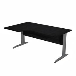 Bureau compact Trend - L160 cm - retour à gauche - Pieds métals anthracite - plateau imitation frêne noir - (pieds de renfort obligatoire à rajouter - non inclus)