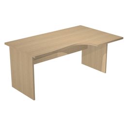 Bureau compact Trend - L160 cm - retour à droite - pieds panneaux - plateau imitation chêne - (pied de renfort obligatoire à rajouter - non inclus)