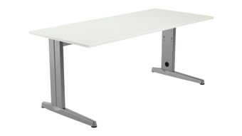 Mesa de oficina serie metal ajustable en altura 140x80 aluminio - blanco