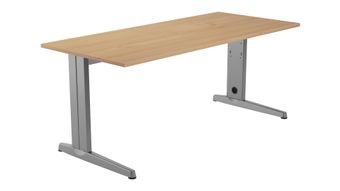 Mesa de oficina serie metal ajustable en altura 200x80 aluminio - roble