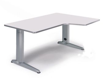 Mesa de oficina ajustable en altura serie metal con forma l derecha 160x120 aluminio -