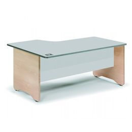 Mesa de oficina serie work con forma de l derecha 180x120 aluminio-roble