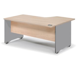 Mesa de oficina serie work con forma de l izquierda 160x120 aluminio-haya