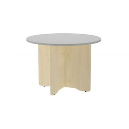 Mesa de reuniones redonda 100cm de diametro altura 72cm color: pata haya- tablero gris