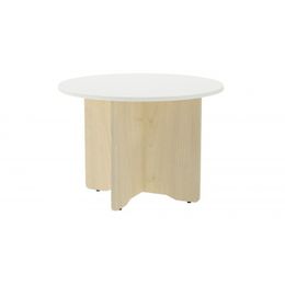 Mesa de reuniones redonda 100cm de diametro altura 72cm color: pata haya- tablero blanco