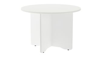 Mesa de reuniones redonda 120cm de diametro altura 72cm. color: pata blanca  tablero b