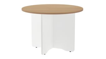 Mesa de reuniones redonda 120cm de diametro altura 72cm. color: pata blanca  tablero r