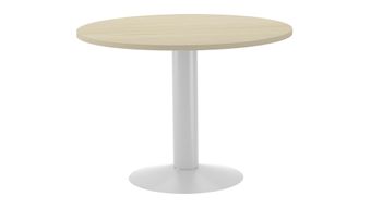 Mesa de reuniones redonda 120cm de diametro altura 72cm. color: pata metalica blanca