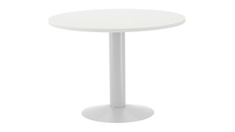 Mesa de reuniones redonda 120cm de diametro altura 72cm color: pata metalica blanca  t