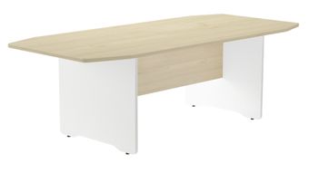Mesa de reuniones 220x100x72cm. color: pata blanca  tablero haya