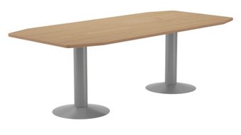 Mesa de reuniones 220x100x72cm. color: pata metalica gris  tablero roble