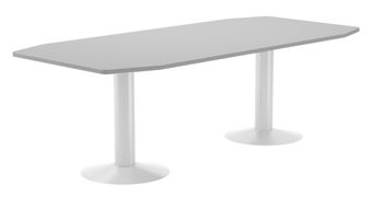 Mesa de reuniones 220x100x72cm. color: pata metalica blanca  tablero gris