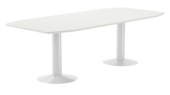 Mesa de reuniones 220x100x72cm. color: pata metalica blanca  tablero blanco