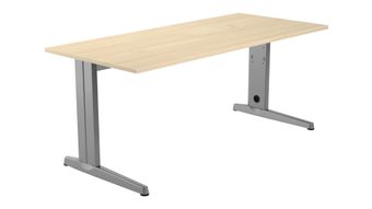 Mesa de oficina serie metal ajustable en altura 200x80 aluminio -  haya
