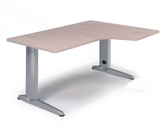 Mesa de oficina serie metal con forma l derecha 160x120 aluminio  haya
