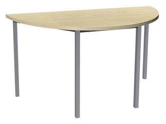 Table de réunion Demi-lune - 120 x 60 cm - Pieds carrés aluminium - imitation érable