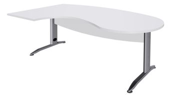 Bureau compact manager retour à gauche IDRA - 200 cm - pieds alu - Blanc perle (pied de renfort obligatoire à rajouter - non inclus)