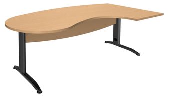 Bureau compact manager retour à droite IDRA - 200 cm - pieds anthracite - Hêtre (pied de renfort obligatoire à rajouter - non inclus)