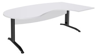 Bureau compact manager retour à droite IDRA - 200 cm - pieds anthracite - Blanc perle (pied de renfort obligatoire à rajouter - non inclus)