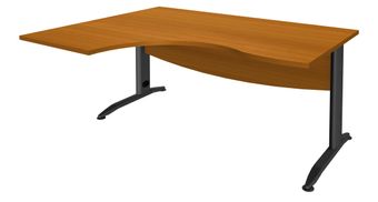 Bureau compact à gauche IDRA - L160 cm - Pieds anthracite - plateau imitation Merisier (Pieds de renfort obligatoire à rajouter - non inclus)