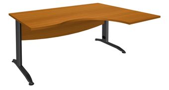 Bureau compact à droite IDRA - L180 cm - Pieds anthracite - plateau imitation Merisier (Pieds de renfort obligatoire à rajouter - non inclus)