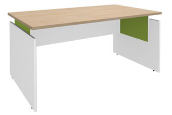 Bureau INEO JET UP Bureau Vallée - Réglable en hauteur - L160 x H74/78/82 x P80 cm - Pieds blanc - plateau imitation chêne clair - Entretoise Anis