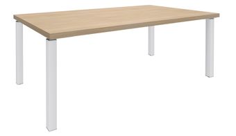 Bureau EXPRIM Manager - L200 x P100 x H72,5 cm - Plateau imitation chêne clair - Pieds blanc