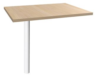 Extension IDRA/DUAL sur pied tube - 80 x 60 cm - Pied blanc - plateau imitation Chêne clair