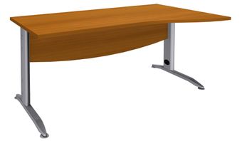 Bureau droit IDRA - Vague à droite - L140 cm - Pieds alu - plateau imitation Merisier