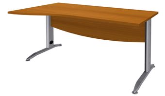 Bureau droit IDRA - Vague à gauche - L160 cm - Pieds alu - plateau imitation Merisier