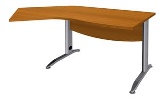 Bureau 135° IDRA - retour d'angle à gauche - L180 cm - Pieds aluminium - plateau imitation Merisier