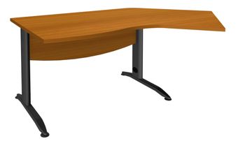 Bureau 135° IDRA - retour d'angle à droite - L180 cm - Pieds anthracite - plateau imitation Merisier