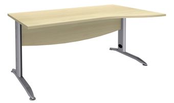Bureau droit IDRA - Vague à droite - L160 cm - Pieds alu - plateau imitation Erable