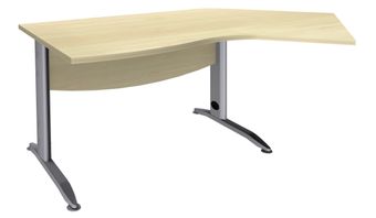 Bureau 135° IDRA - retour d'angle à droite - L180 cm - Pieds aluminium - plateau imitation Erable