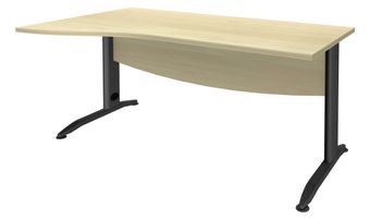 Bureau droit IDRA - Vague à gauche - L140 cm - Pieds anthracite - plateau imitation Erable