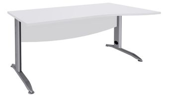 Bureau droit IDRA - Vague à droite - L160 cm - Pieds alu - plateau Blanc