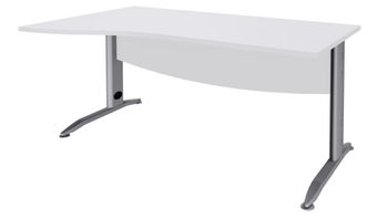 Bureau droit IDRA - Vague à gauche - L160 cm - Pieds alu - plateau Blanc