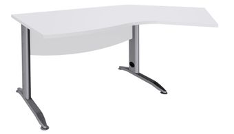 Bureau 135° IDRA - retour d'angle à droite - L180 cm - Pieds aluminium - plateau Blanc perle