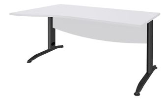 Bureau droit IDRA - Vague à gauche - L140 cm - Pieds anthracite - plateau Blanc