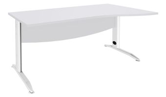 Bureau droit IDRA - Vague à droite - L140 cm - Pieds blancs - plateau Blanc
