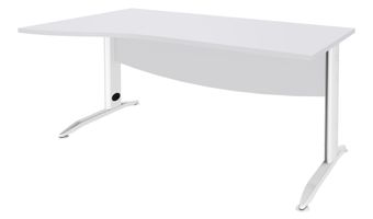 Bureau droit IDRA - Vague à gauche - L160 cm - Pieds blancs - plateau Blanc