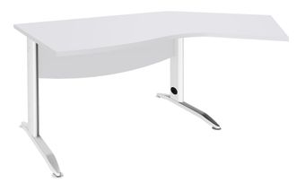 Bureau 135° IDRA - retour d'angle à droite - L180 cm - Pieds blanc - plateau Blanc perle